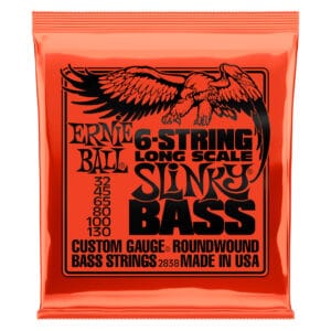 Bass Guitar Strings - Electric - Ernie Ball 2838 - 6 String - Long Scale - Nickel Wound - Slinky - 32-130