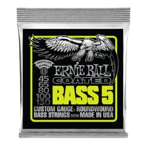 Bass Guitar Strings - Electric - Ernie Ball 3836 - 5 String - Coated - Nickel Wound - Regular Slinky - 45-130