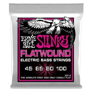 Bass Guitar Strings - Electric - Ernie Ball 2814 - Cobalt - Flatwound - Super Slinky - 45-100