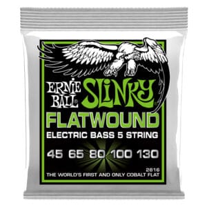 Bass Guitar Strings - Electric - Ernie Ball 2816 - 5 String - Cobalt - Flatwound - Regular Slinky - 45-130