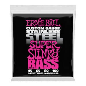 Bass Guitar Strings - Electric - Ernie Ball 2844 - Stainless Steel - Super Slinky - 45-100