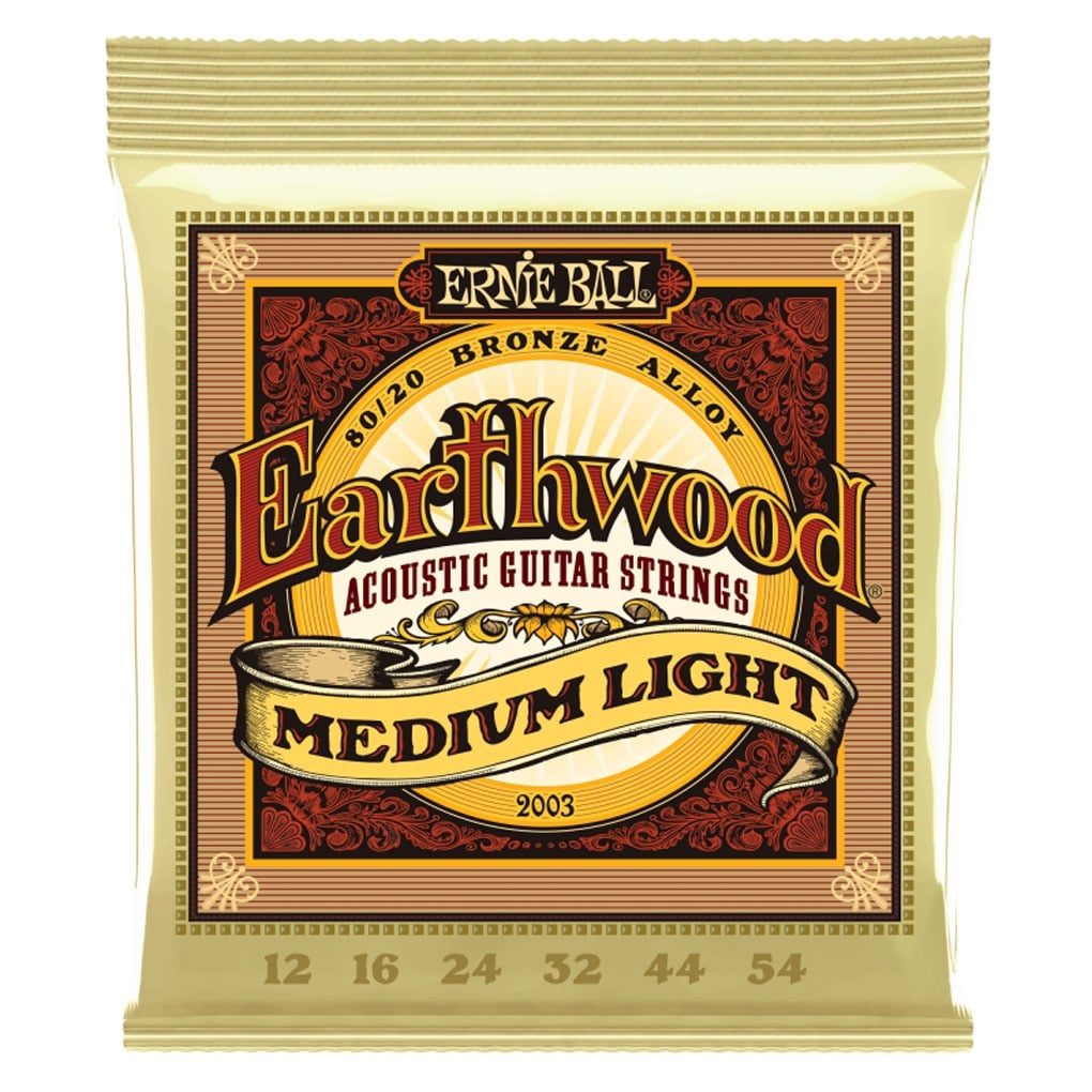 Ernie Ball 2003 – Earthwood 80/20 Bronze Acoustic Guitar Strings – Medium Light – 12-54 1