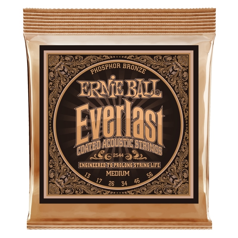 Ernie Ball 2544 – Everlast Coated Phosphor Bronze Acoustic Guitar Strings – Medium – 13-56 1