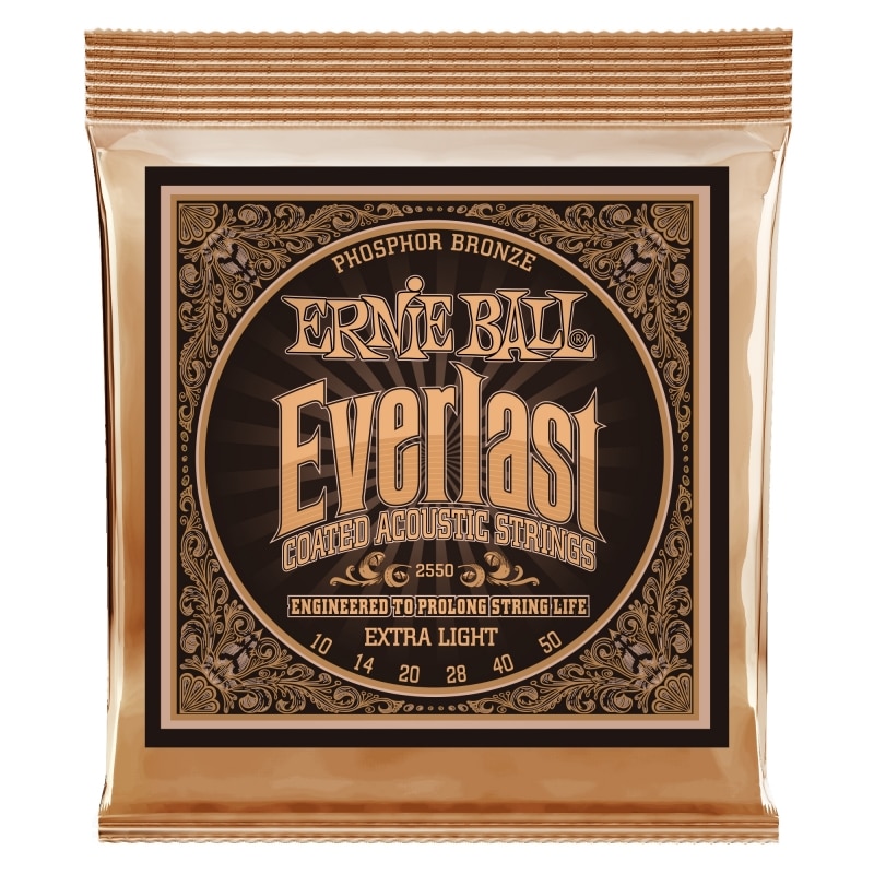 Ernie Ball 2550 – Everlast Coated Phosphor Bronze Acoustic Guitar Strings – Extra Light – 10-50 1