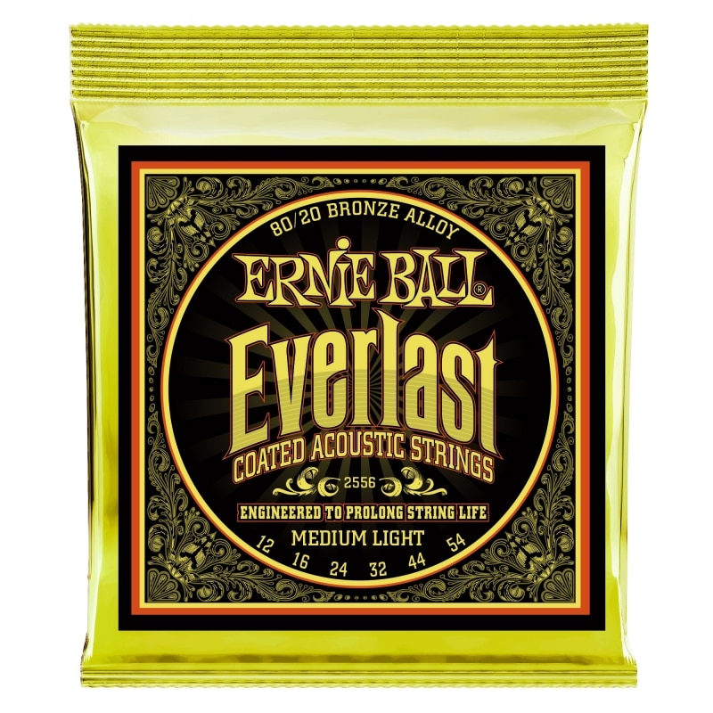 Ernie Ball 2556 – Everlast Coated 80/20 Bronze Acoustic Guitar Strings – Medium Light – 12-54 1