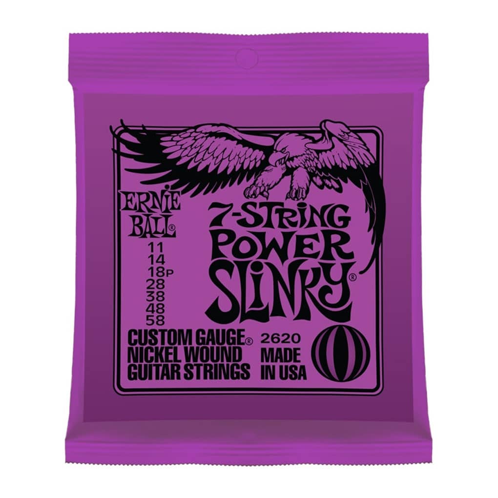 Ernie Ball 2620 – 7 String – Power Slinky Nickel Wound Electric Guitar Strings – 11-58 1