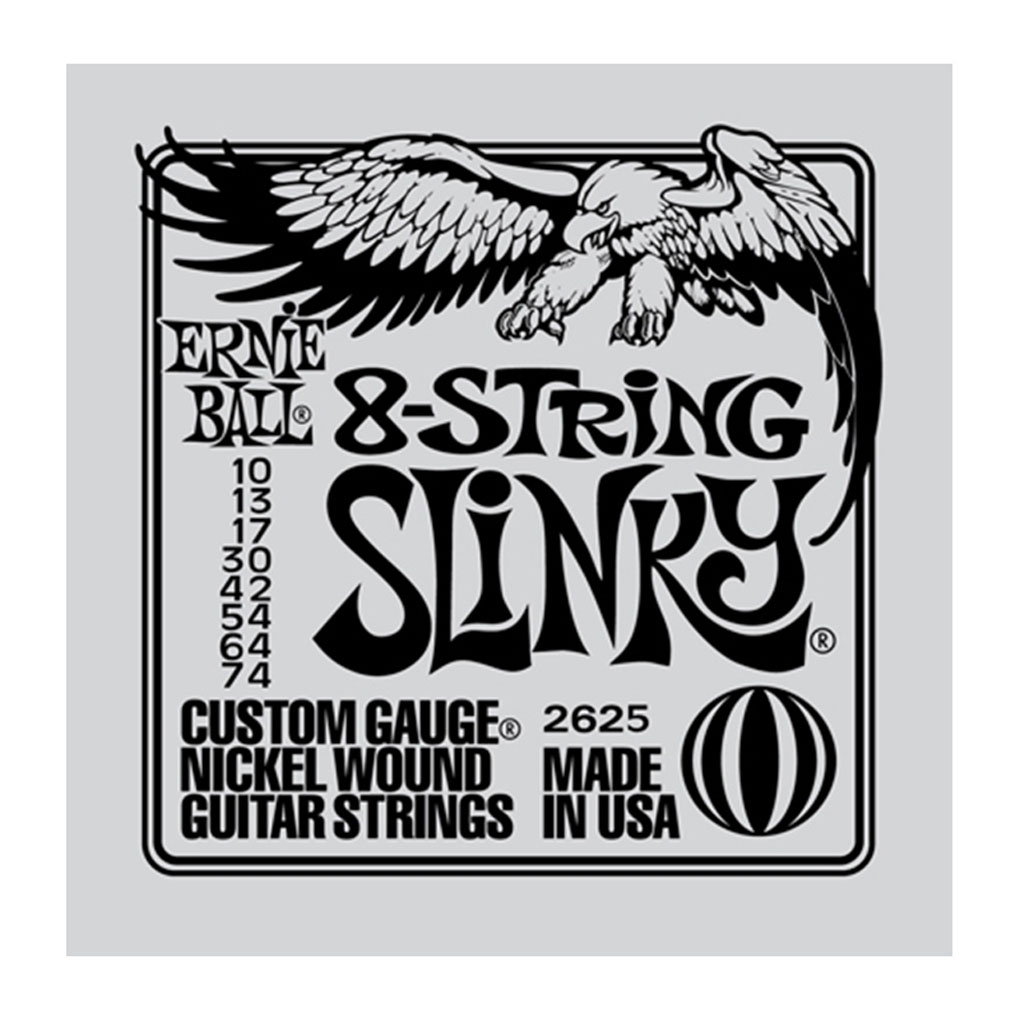 Ernie Ball 2625 – 8 String – Slinky Nickel Wound Electric Guitar Strings – 10-74 1