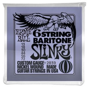 Ernie Ball 2839 - 6 String - Baritone Slinky Nickel Wound Electric Guitar Strings - 13-72