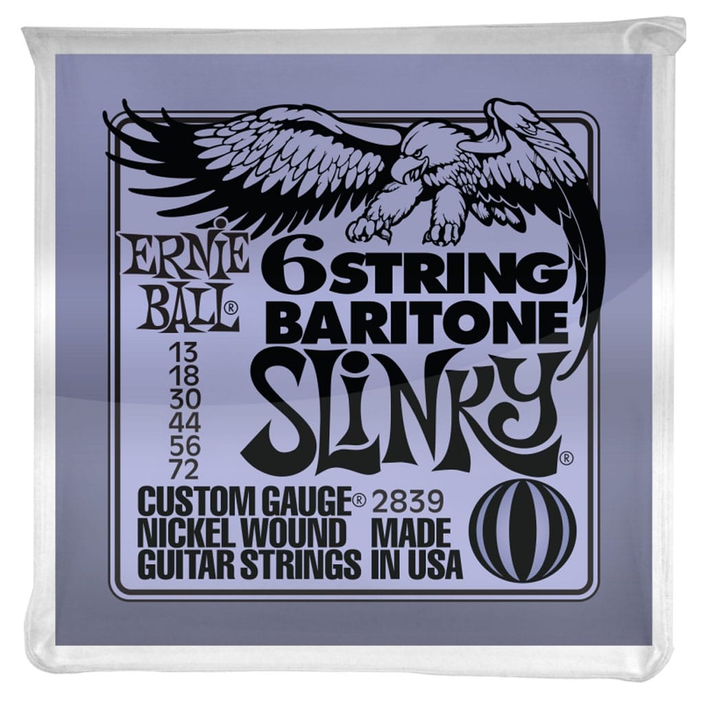 Ernie Ball 2839 – 6 String – Baritone Slinky Nickel Wound Electric Guitar Strings – 13-72 1
