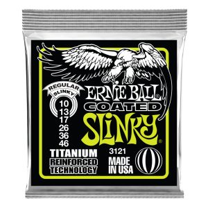 Electric Guitar Strings - Ernie Ball 3121 - Coated Regular Slinky Titanium Reinforced RPS - 10-46