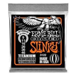 Electric Guitar Strings - Ernie Ball 3122 - Coated Hybrid Slinky Titanium Reinforced RPS - 9-46