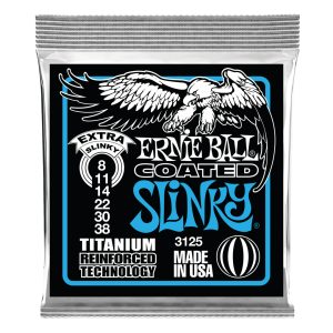 Electric Guitar Strings - Ernie Ball 3125 - Coated Extra Slinky Titanium Reinforced RPS - 8-38
