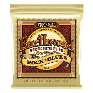 Acoustic Guitar Strings - Ernie Ball 2008 - Earthwood Rock & Blues - with Plain G - 80/20 Bronze - 10-52