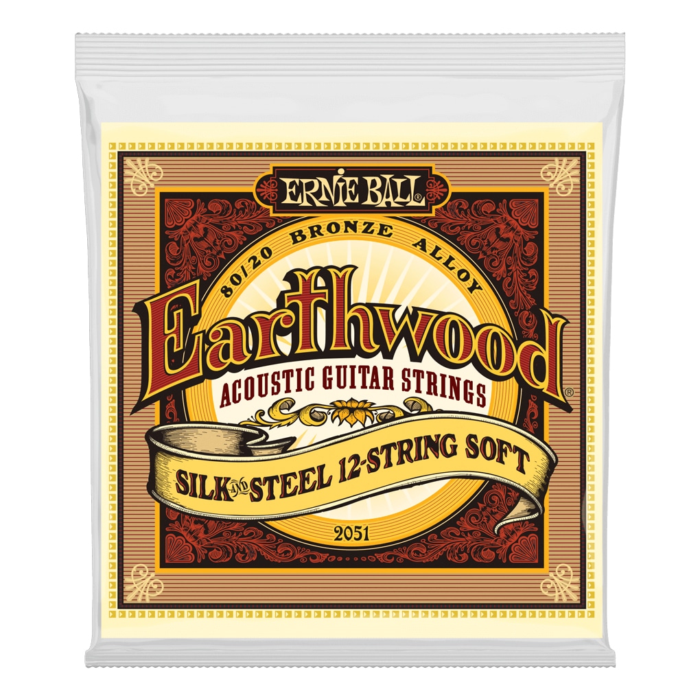 Acoustic Guitar Strings – Ernie Ball 2051 – 12-String – Earthwood Silk & Steel – 80/20 Bronze – Soft – 9-46  1