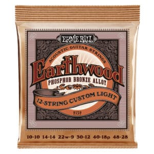 Acoustic Guitar Strings - Ernie Ball 2152 - 12-String - Earthwood - Phosphor Bronze - Custom Light - 10-48