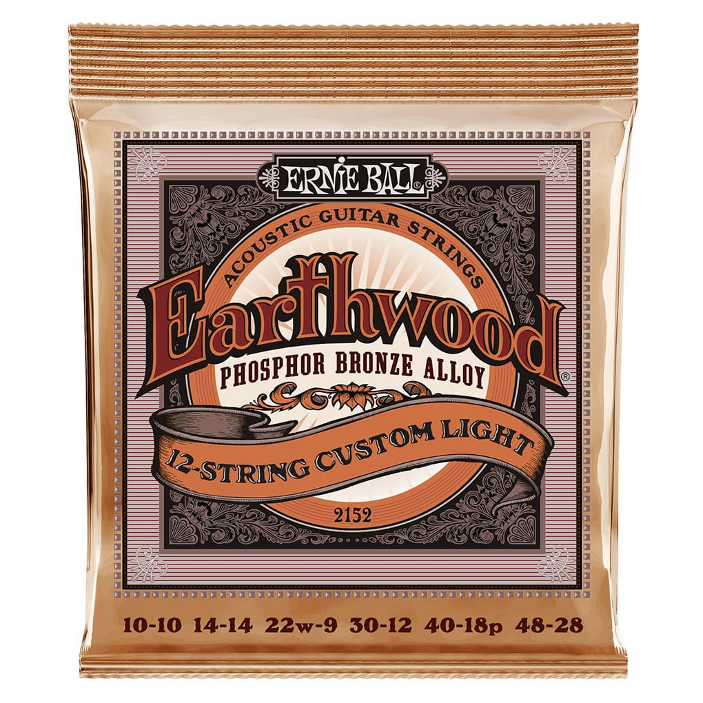 Acoustic Guitar Strings – Ernie Ball 2152 – 12-String – Earthwood – Phosphor Bronze – Custom Light – 10-48 1