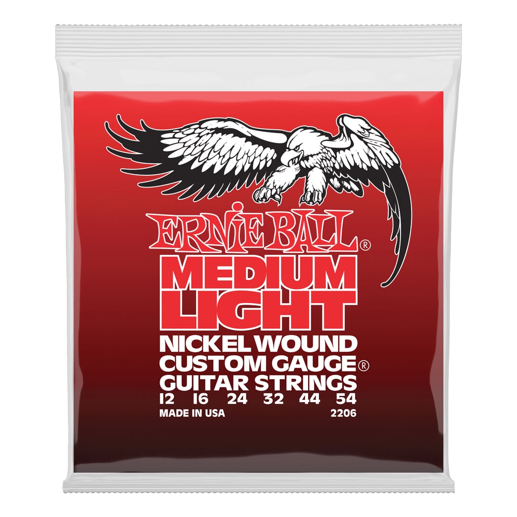 Electric Guitar Strings – Ernie Ball 2206 – Nickel Wound Custom with Wound G – Medium Light – 12-54  1