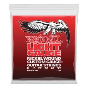 Electric Guitar Strings – Ernie Ball 2208 – Nickel Wound Custom with Wound G – Light – 11-52  1