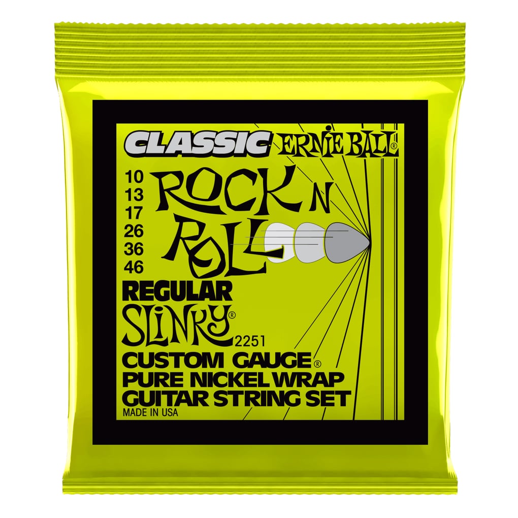 Electric Guitar Strings – Ernie Ball 2251 – Regular Slinky – Classic Rock n Roll – Pure Nickel Wrap – 10-46  1