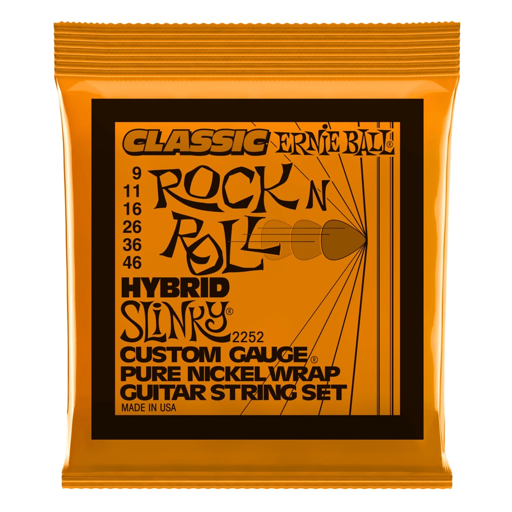 Electric Guitar Strings – Ernie Ball 2252 – Hybrid Slinky – Classic Rock n Roll – Pure Nickel Wrap – 9-46  1
