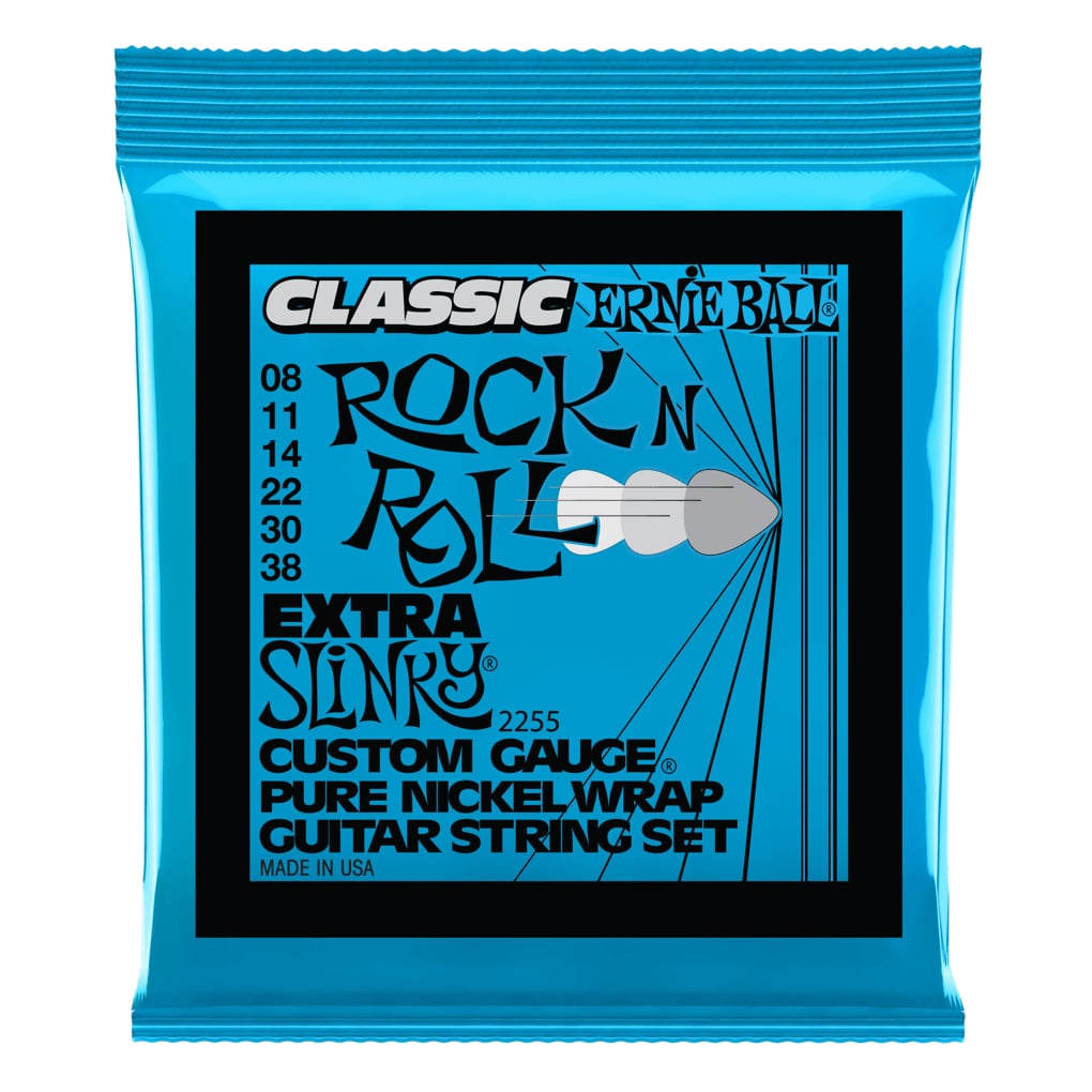 Electric Guitar Strings – Ernie Ball 2255 – Extra Slinky – Classic Rock n Roll – Pure Nickel Wrap – 8-38  1