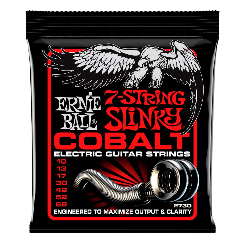 Electric Guitar Strings – Ernie Ball 2730 – 7-String – Cobalt – Skinny Top Heavy Bottom Slinky – 10-62  1