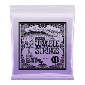 Ukulele Strings - Ernie Ball 2327 - Nylon - Black - Concert & Tenor  Set - GCEA Low G Tuning - Ball End