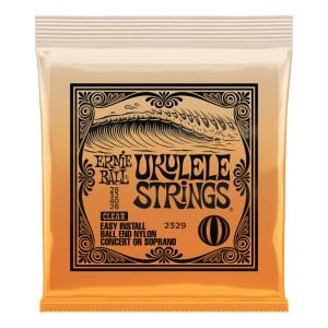 Ukulele Strings - Ernie Ball 2329 - Nylon - Clear - Soprano & Concert Set - GCEA High G Tuning - Ball End