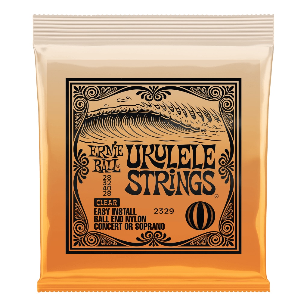 Ukulele Strings – Ernie Ball 2329 – Nylon – Clear – Soprano & Concert Set – GCEA High G Tuning – Ball End 1