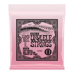 Ukulele Strings - Ernie Ball 2330 - Nylon - Clear - Concert & Tenor  Set - GCEA Low G Tuning - Ball End