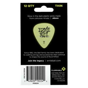 Ernie Ball – Cellulose Guitar Picks – Plectrums – Thin – 0