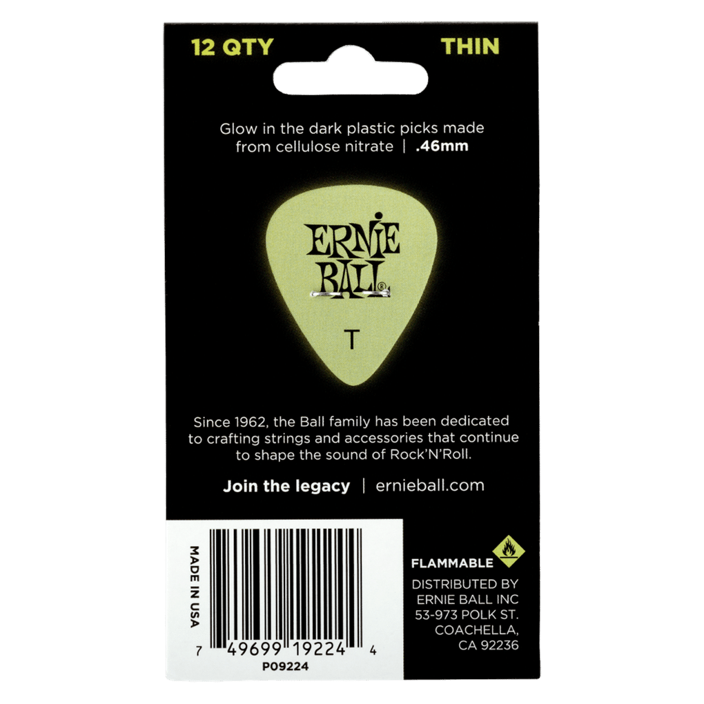 Ernie Ball – Cellulose Guitar Picks – Plectrums – Thin – 0