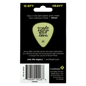 Ernie Ball – Cellulose Guitar Picks – Plectrums – Heavy – 0