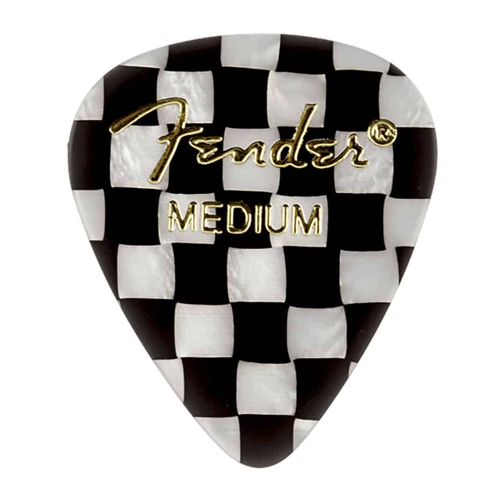 Fender – Premium Celluloid Guitar Picks – 351 Shape – Medium – Checkerboard – 12 Pack 1