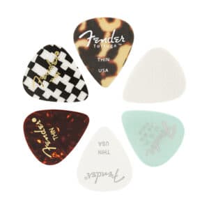 Fender – Material Medley Guitar Picks – Assorted Materials – 351 Shape – Thin – 6 Pack 1