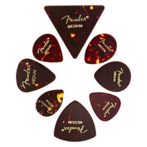 Fender - Classic Celluloid Guitar Picks - Shapes Medley - All Shapes - Medium - Tortoiseshell - 8 Pack