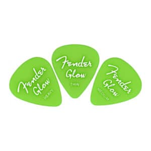 Fender - Glow In The Dark Guitar Picks - Cellulous Acetate - 351 Shape - Assorted Gauges - 12 Pack