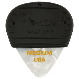 Fender - Mojo Grip Guitar Picks - Classic Celluloid - 351 Shape - Medium - White Moto - 3 Pack