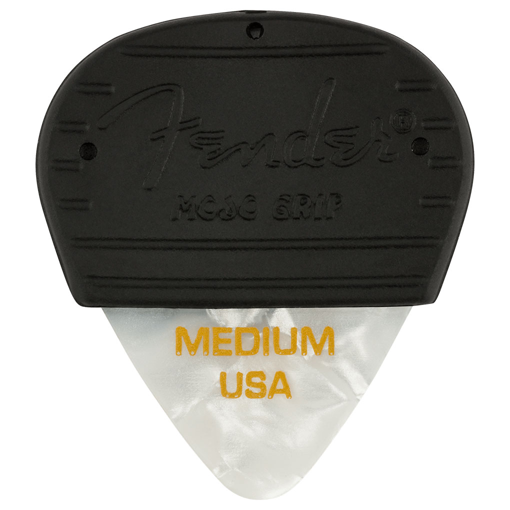 Fender – Mojo Grip Guitar Picks – Classic Celluloid – 351 Shape – Medium – White Moto – 3 Pack 1
