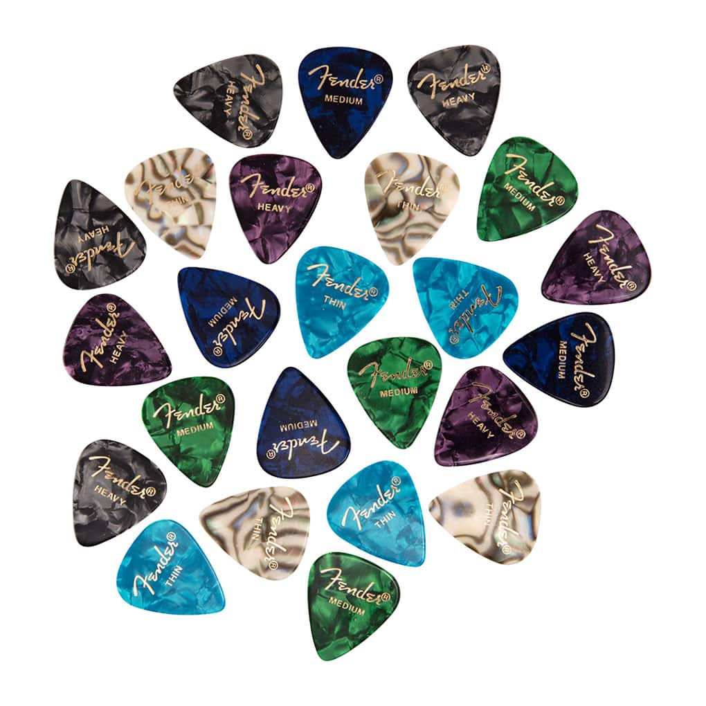 Fender – Premium Celluloid Guitar Picks – 351 Shape – Assorted Colours & Gauges – 24 Pack 1