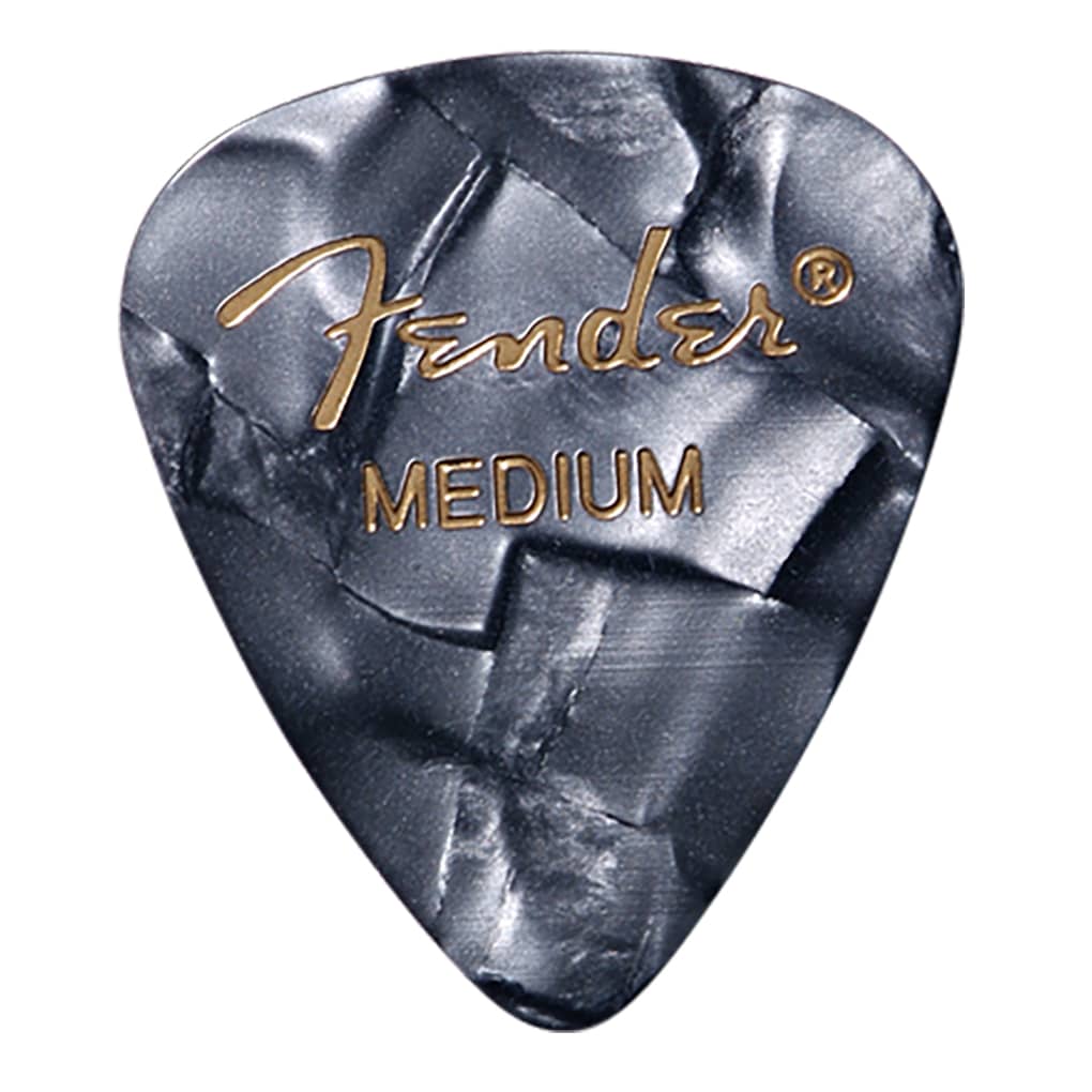 Fender – Premium Celluloid Guitar Picks – 351 Shape – Medium – Black Moto – 12 Pack 1