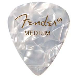 Fender - Premium Celluloid Guitar Picks - 351 Shape - Medium - White Moto - 12 Pack