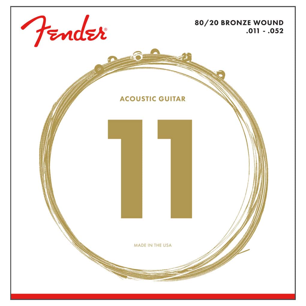 Acoustic Guitar Strings – Fender 880CL – Dura-Tone Coated – 80/20 Bronze – Custom Light – 11-52 1