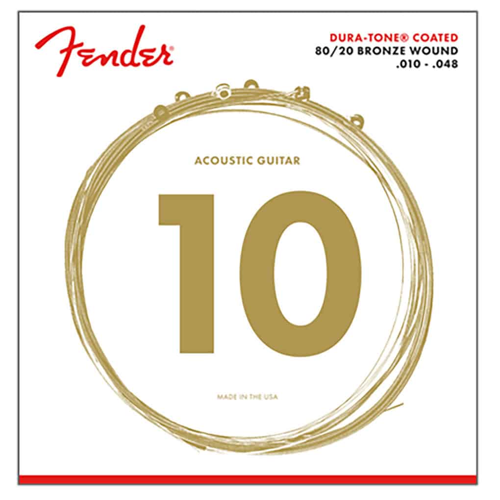 Acoustic Guitar Strings – Fender 880XL – Dura-Tone Coated – 80/20 Bronze – Extra Light – 10-48 1