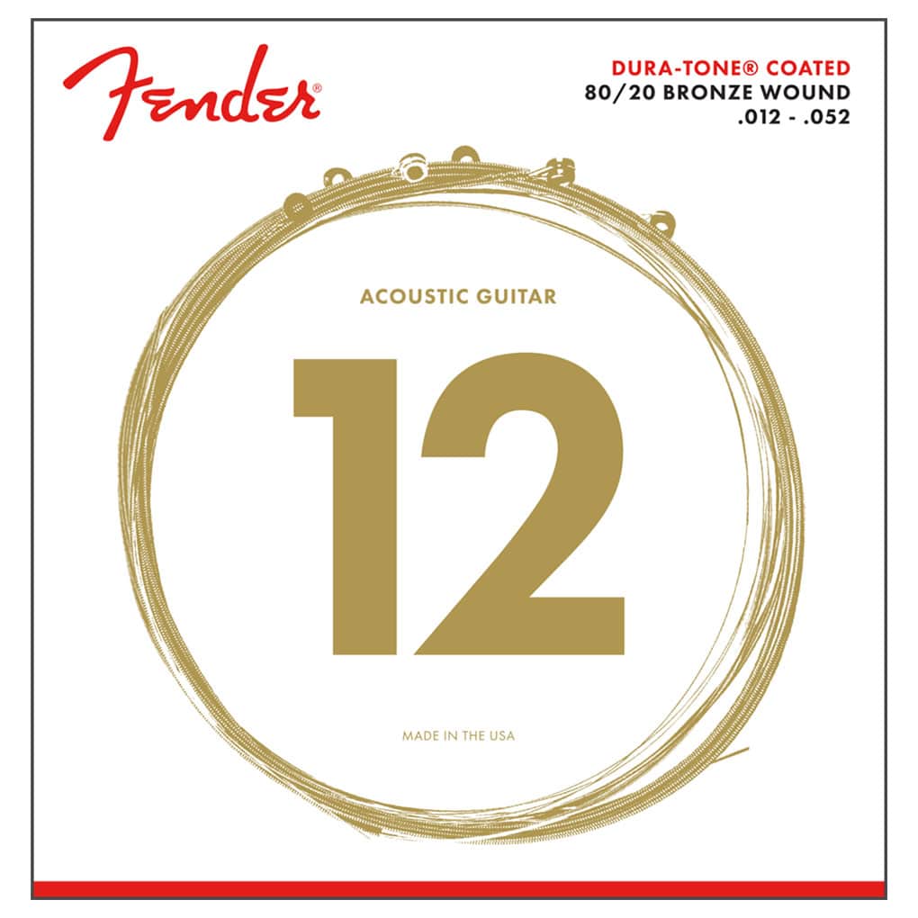 Acoustic Guitar Strings – Fender 880L – Dura-Tone Coated – 80/20 Bronze – Light – 12-52 1
