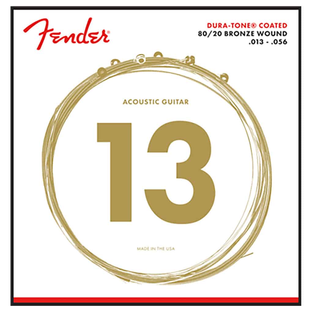 Acoustic Guitar Strings – Fender 880M – Dura-Tone Coated – 80/20 Bronze – Medium – 13-56 1