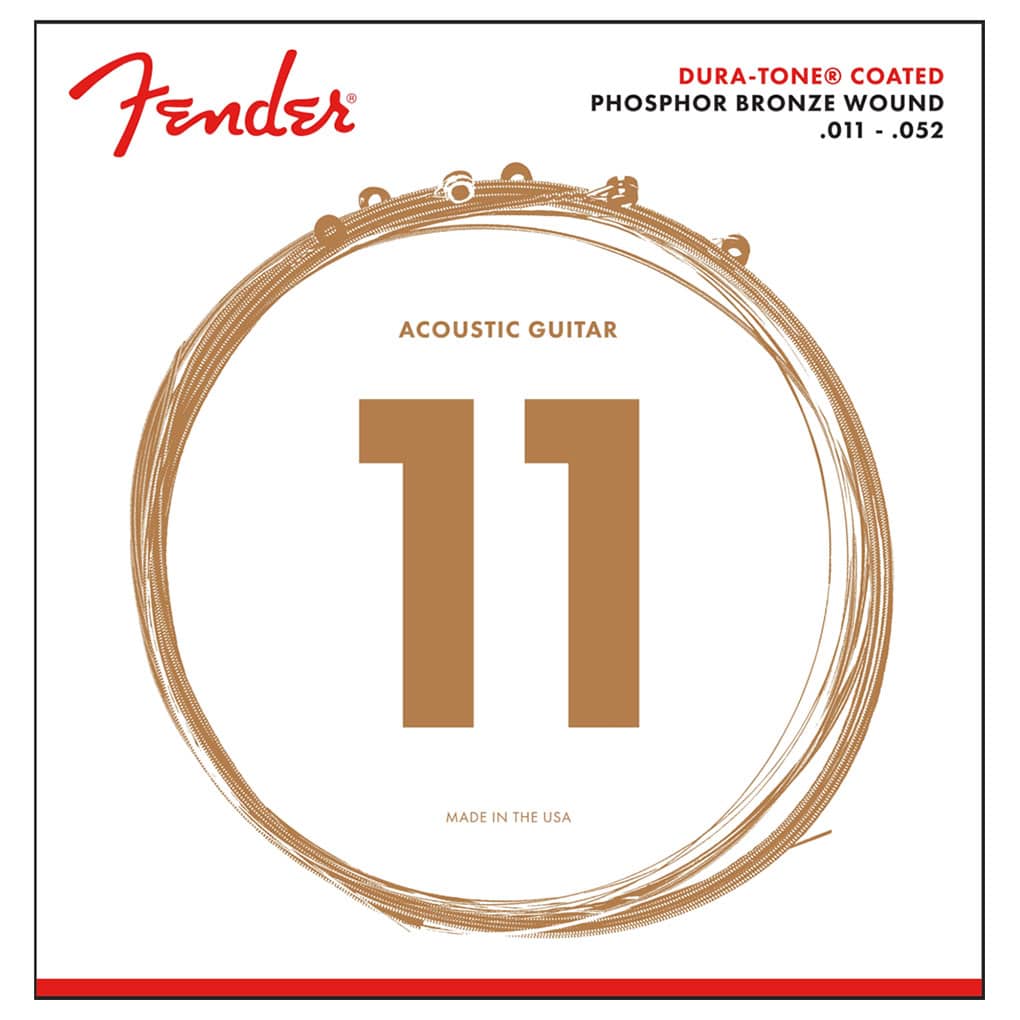 Acoustic Guitar Strings – Fender 860CL – Dura-Tone Coated – Phosphor Bronze – Custom Light – 11-52 1