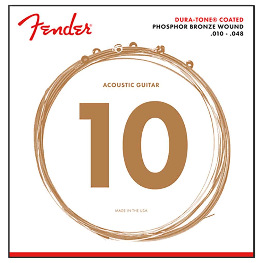 Acoustic Guitar Strings – Fender 860XL – Dura-Tone Coated – Phosphor Bronze – Extra Light – 10-48 1