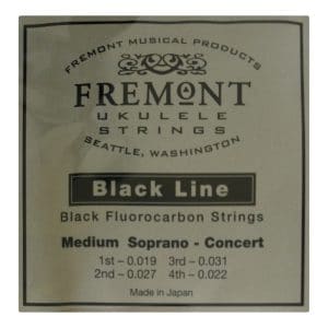 Ukulele Strings - Fremont Blackline Fluorocarbon - Medium - Soprano & Concert - High G Tuning - Black