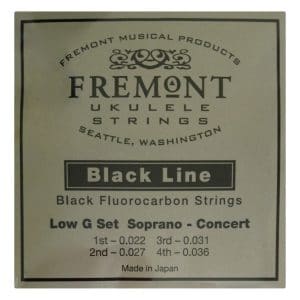 Ukulele Strings – Fremont Blackline Fluorocarbon – Soprano & Concert – Low G Tuning – Black 1